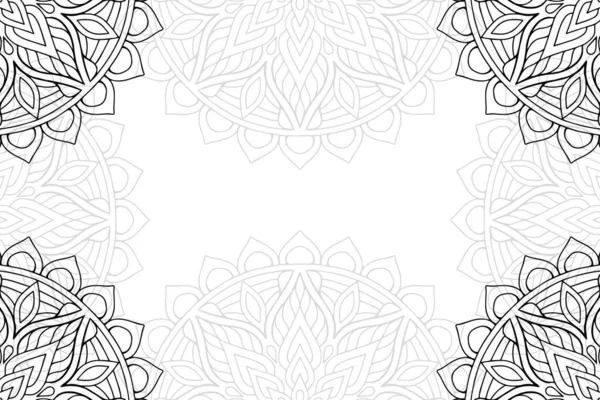 Padrão Sem Costura Mandala Simples Fundo Branco Ornamento Redondo Oriental — Vetor de Stock