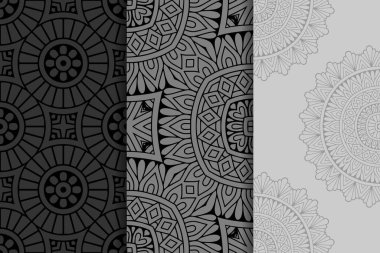 Mandala ile süslenmiş güzel bir kart. Vektör içinde yapılan geometrik daire ögesi