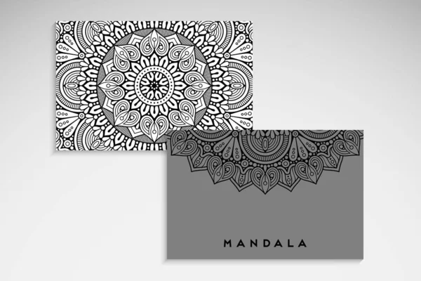 Tarjeta Visita Elementos Vintage Mandala Dibujado Mano — Vector de stock