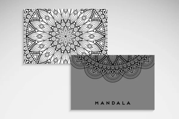 Tarjeta Visita Elementos Vintage Mandala Dibujado Mano — Vector de stock