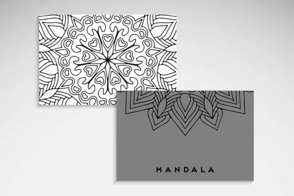 Carte Visite Éléments Anciens Mandala Dessiné Main — Image vectorielle