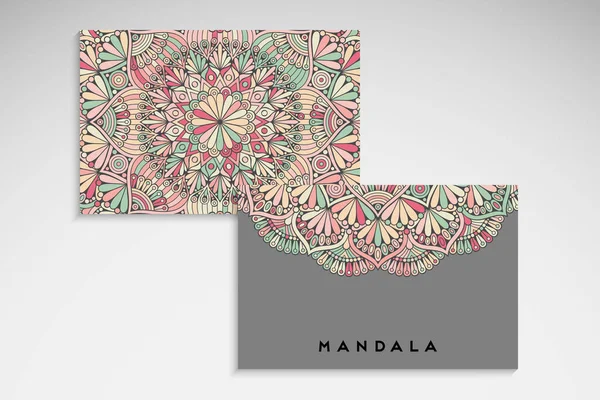 Business Card Vintage Elements Hand Drawn Mandala — Stock Vector