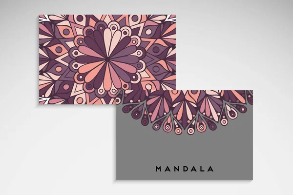 Cartão Visita Elementos Vintage Mandala Desenhada Mão — Vetor de Stock