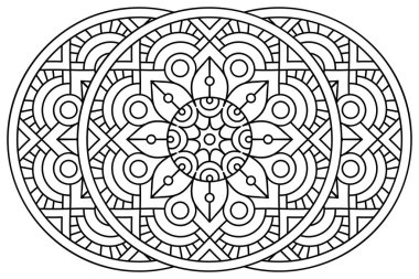Mandala ile süslenmiş güzel bir kart. Vektör içinde yapılan geometrik daire ögesi