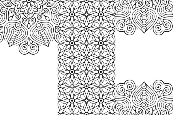 シームレスな部族のテクスチャ幾何学的なデザインの手描き — ストックベクタ