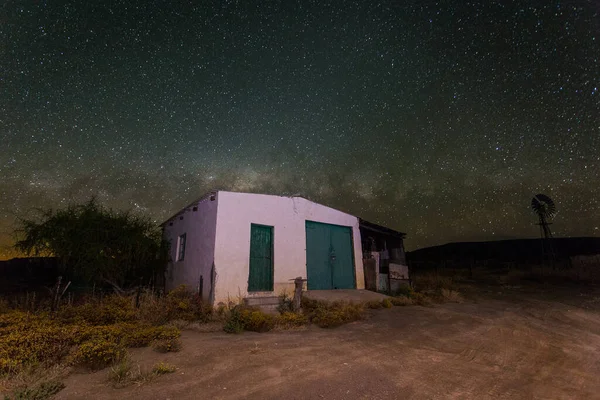 Wide Angle View Old Shed Barn Farm Tankwa Karoo Night — Stock Photo, Image