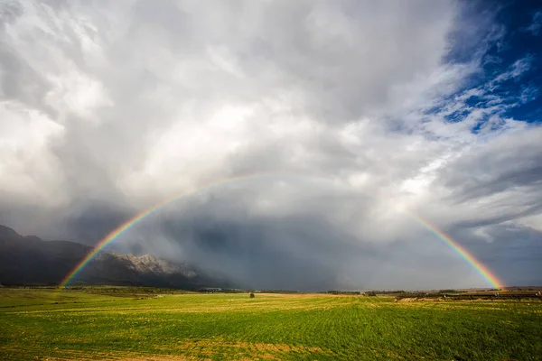 Rainbow Stunning Winter Rain Clouds Western Cape South Africa — Stock Photo, Image