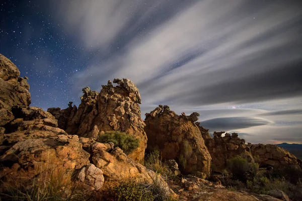 Clouds Streaking Sandstone Rock Formations Southern Cederberg South Africa — Stock Photo, Image