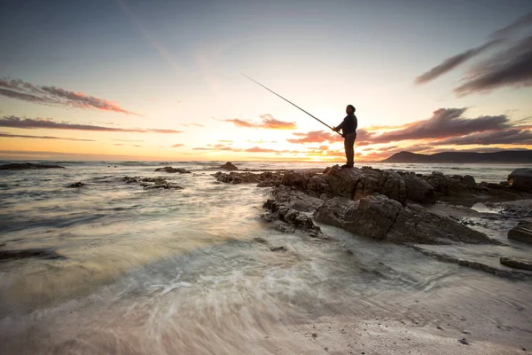 Lone Fisherman Rocks Gansbaai Western Cape South Africa — Stock Photo, Image