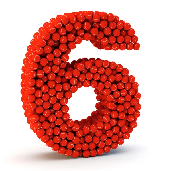 3D number six made from tennis balls — Stock Photo, Image