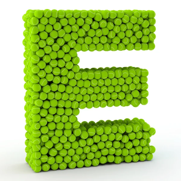 Letter E tennis balls — Stock Photo, Image