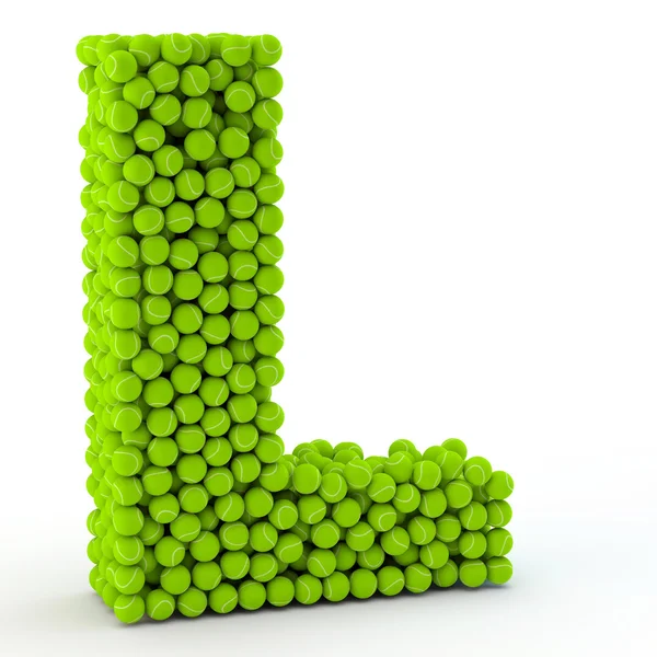 Letter L tennis balls — Stock Photo, Image