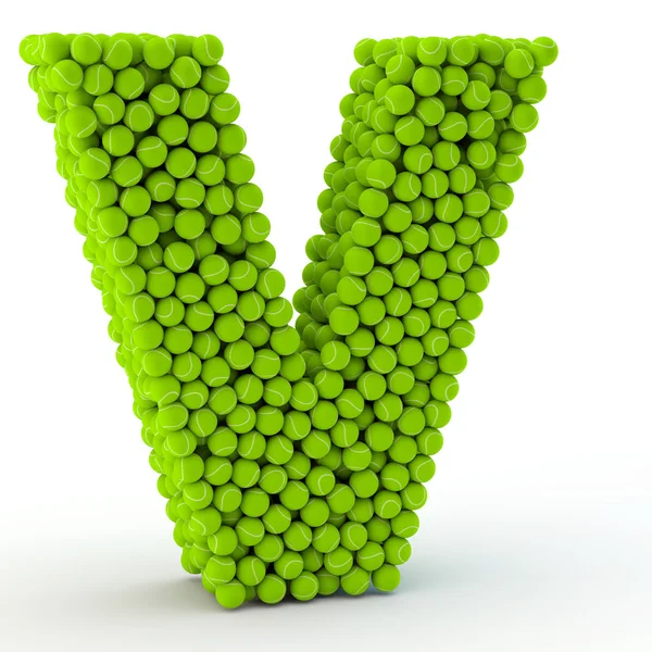 Letter V tennis balls — Stock Photo, Image