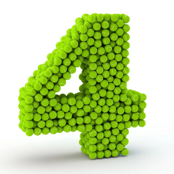 Number 4 tennis balls — Stock Photo, Image