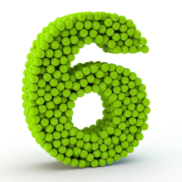 Number 6 tennis balls — Stock Photo, Image