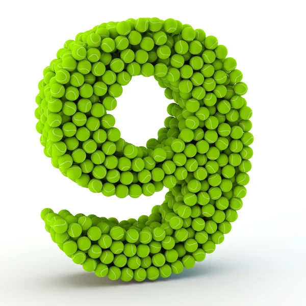 Number 9 tennis balls — Stock Photo, Image