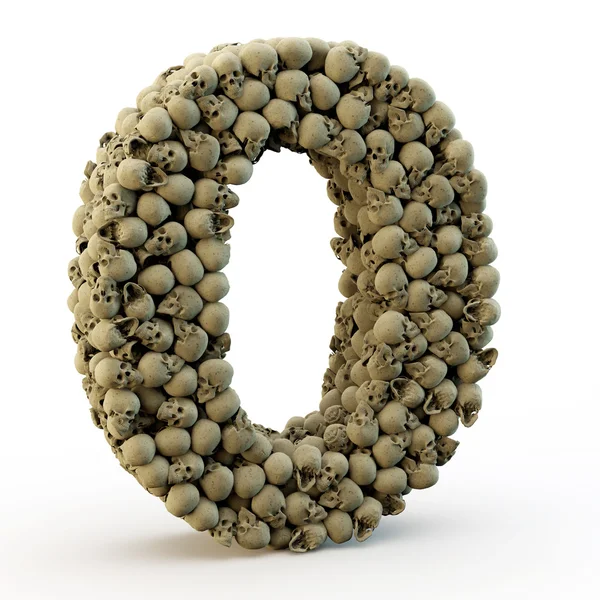 3D number zero made from skulls — Stock Photo, Image