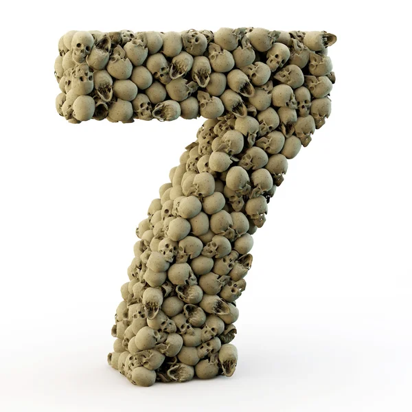 3D number seven made from skulls — Stock Photo, Image