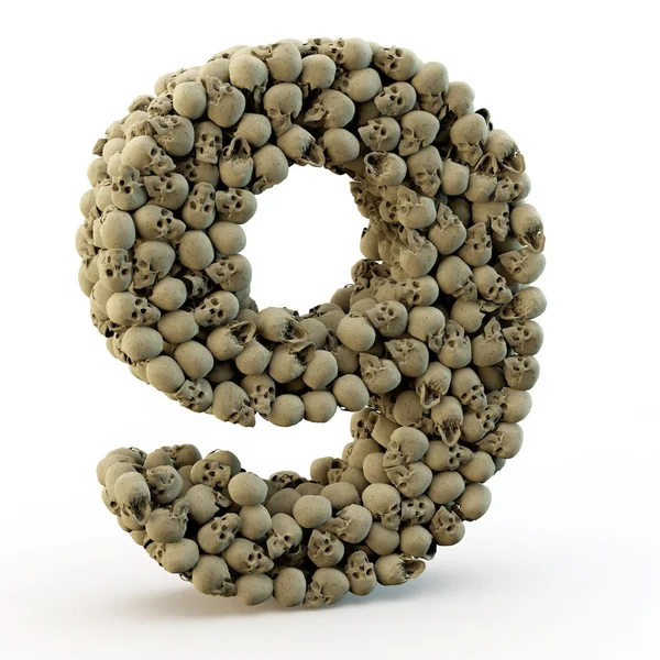 3D number nine made from skulls — Stock Photo, Image