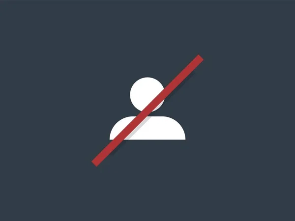 Profil neexistuje ikona. Bílý obrys zákazníka označený červenou čárou vzdáleného avatara vymazán z režimu online. — Stockový vektor