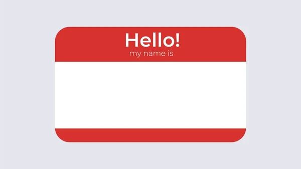 Hola plantilla de nombre de placa. Identificación de la tarjeta de visita con el nombre del personaje adjunto placa roja para la presentación. — Archivo Imágenes Vectoriales