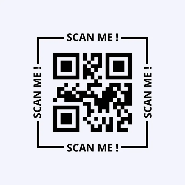 Scannez-moi le code QR. Code noir binaire dans la capture quadrilatérale de la technologie numérique d'identification de l'application. — Image vectorielle