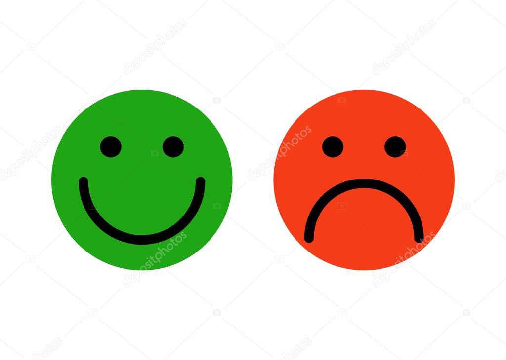 Emoji cara simple retroalimentación. Alegre personaje verde feliz con