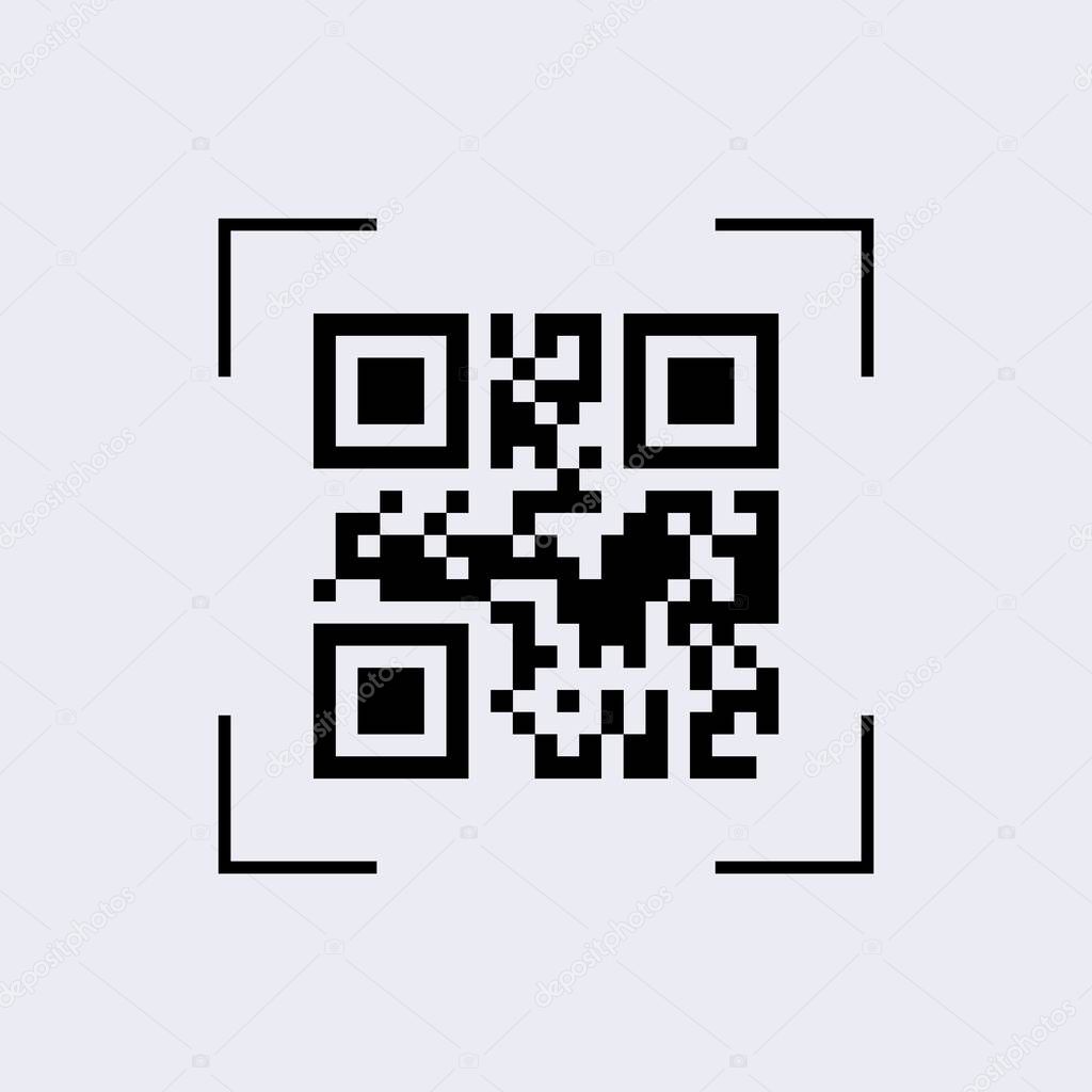 Scan qr code camera view. Capturing digital code with technology of identifying application and goods.
