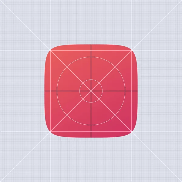 Superellips app ios template. Tanda tombol ui merah dengan desain smartphone bulat. - Stok Vektor