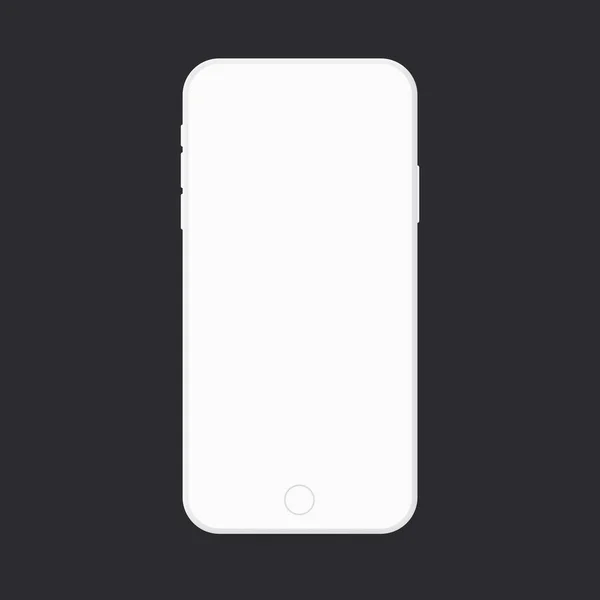 Smartphone moderne weiße Attrappe. Leeres Handy mit realistischer Touchscreen-Technologie und Multimedia. — Stockvektor