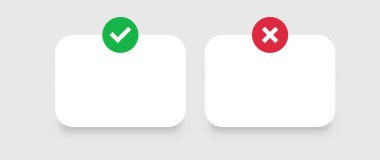 Web pencereleri şablonu. Metin ve belge için pozitif yeşil sorgu ve kırmızı negatif ekran çerçeve pankartı.