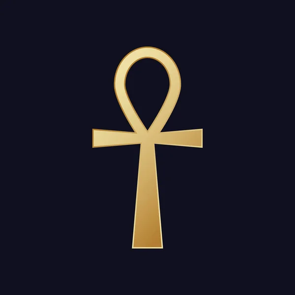 Egyptische kruis ankh. Hieroglyphic symbool gouden kleur van mystieke mysteries farao 's teken eeuwig welzijn. — Stockvector