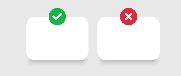 Vorlage für Webfenster. Positive grüne Abfrage und rote negative leere Screenframe-Banner für Text und Dokument. — Stockvektor
