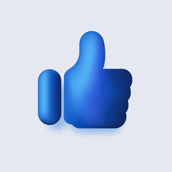 Volumetrik seperti 3d. Jempol biru mendapatkan persetujuan dalam pemungutan suara jejaring sosial dengan komentar yang sukses. Stok Ilustrasi 