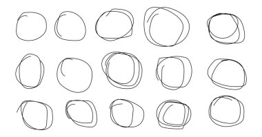 Darbelerle çizilmiş daireler. Kırık çizgileri olan siyah karalamalar..