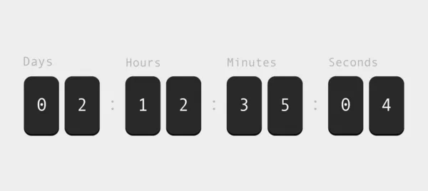 Contagem decrescente preta. Contador de horas e minutos com segundos exibir placar tempo restante. —  Vetores de Stock