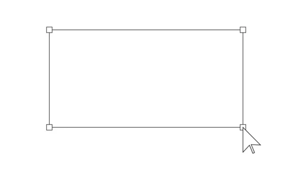 Die Wahl der Größe des Webrechtecks. Rahmenauswahl per Mauszeiger in Länge und Größe veränderbar. — Stockvektor