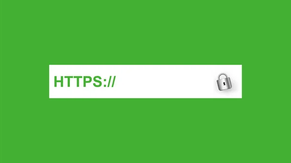 Zajištěno https. Bezpečné připojení protokolu s webovým certifikátem zelená písmena na bílém panelu. — Stockový vektor