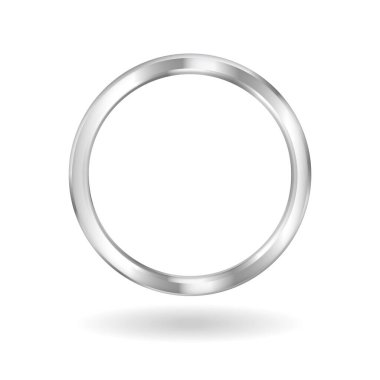 Gümüş yüzük çerçevesi. Parlak görüntü için parlak yuvarlak şekilli metal beyaz süs afişi.