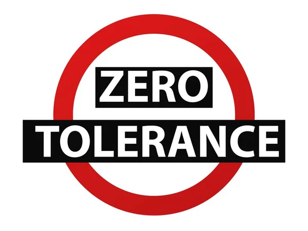 Peringatan tanpa toleransi. Lingkaran merah diskriminasi dengan simbol hitam kekerasan dan pelecehan kurang. Stok Vektor