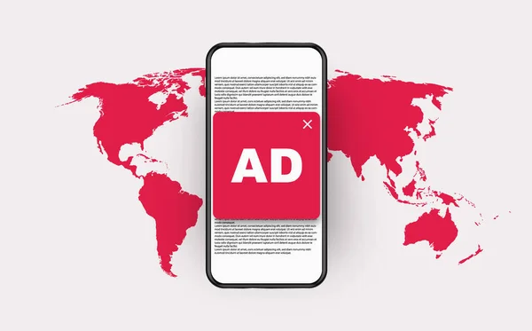 Pemblokiran iklan global. Red spam blocker dan melarang internet agresif pemasaran melewati larangan global. Stok Ilustrasi Bebas Royalti