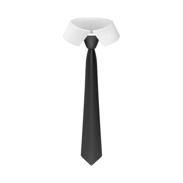 Μαύρη κλασική γραβάτα. Κομψή επαγγελματική αξεσουάρ ρούχα και κομψό σχεδιασμό από μετάξι. — Διανυσματικό Αρχείο