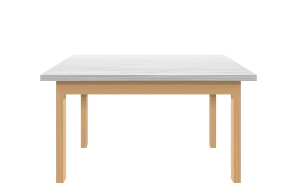 Mesa de madera con superficie blanca. Cocina contemporánea mesa con una elegante decoración de plástico. — Archivo Imágenes Vectoriales