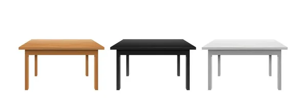 Plantilla de escrituras y mesas de oficina. Mesa de madera lacada negra con elegante superficie de plástico blanco. — Vector de stock