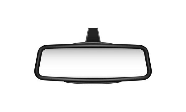 Шаблон зеркала заднего вида автомобиля. Пустой баннер зеркальные объекты с черной рамкой