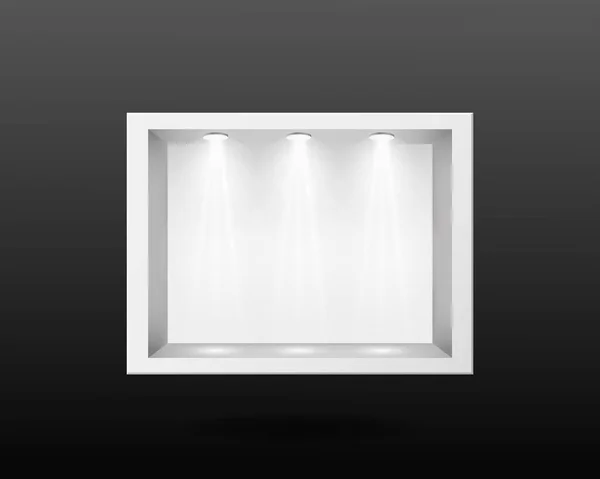 Recipiente branco transparente com vidro e modelo de iluminação — Vetor de Stock