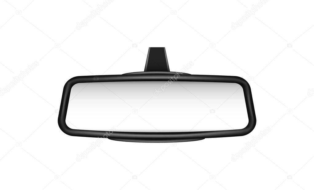 Car rear view mirrors template. Empty banner mirrored objects with black frame