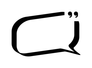 Konuşma balonu ve tırnak içinde minimalist siyah alıntı simgesi.