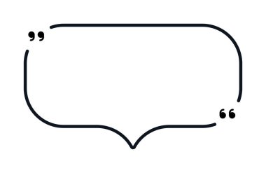 Tırnak işaretli dikdörtgen konuşma balonu.