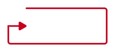 Açısal büküm ve minimalist tasarımı olan kırmızı ok ana hatları.